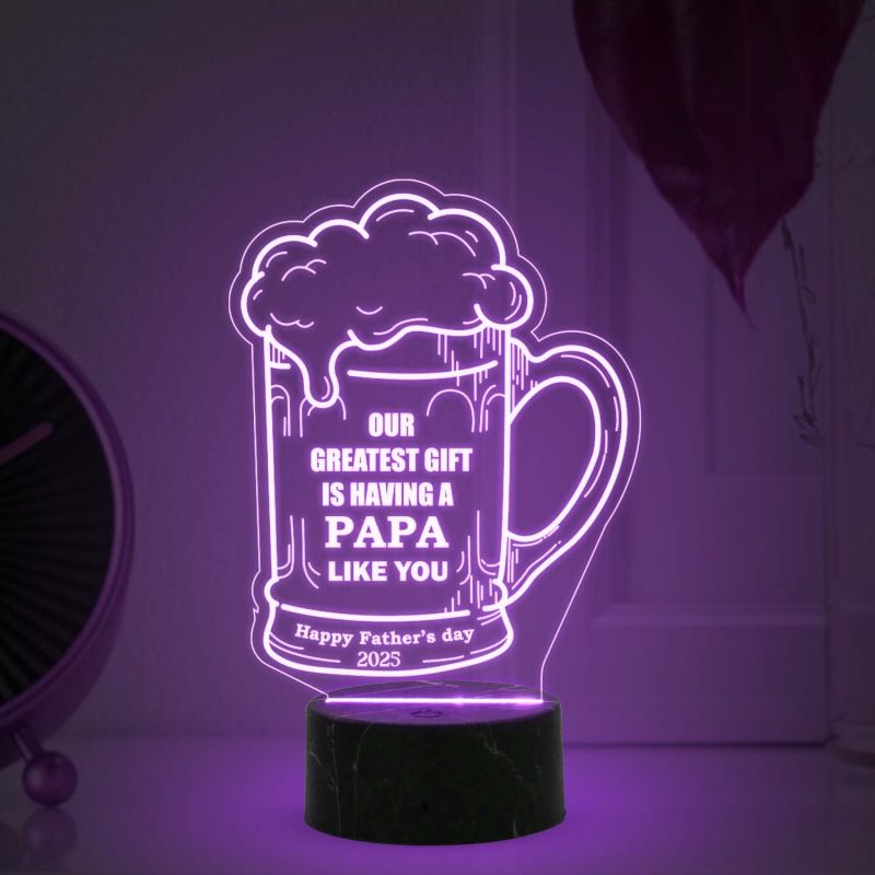 Beer Mug Design Acrylic Table lamp gifr for Father's Day with Multicolored Light